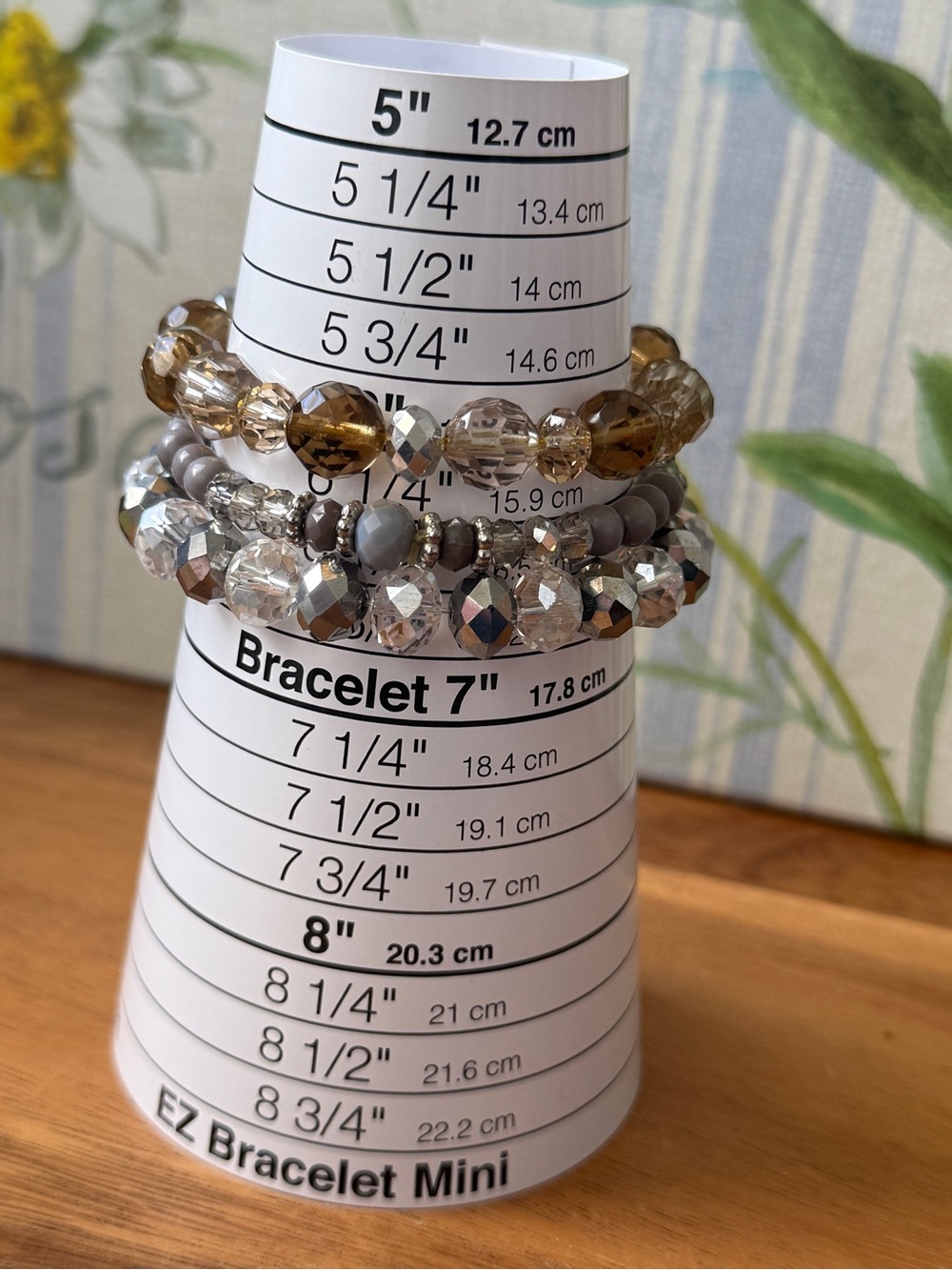 Set of 3 stackable stretch beaded bracelets glass crystal beads 7”